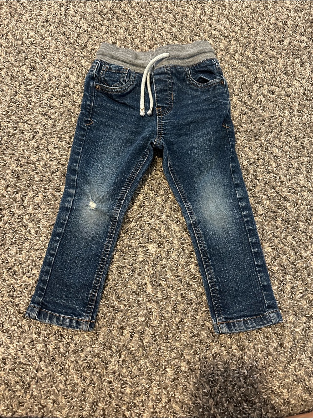 Cat & Jack Dark Blue Denim Jeans with Grey Waistband